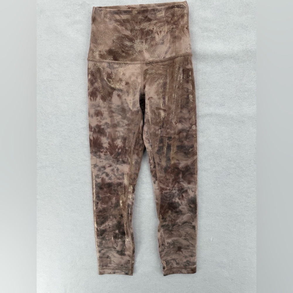 Lululemon Align Crop Pockets Shine Diamond Dye Misty Cacao Dot Foil O